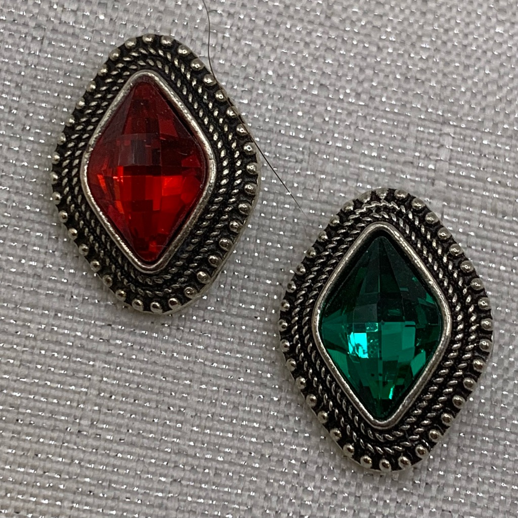 Red  Green Snap Button Charms  Set Of 2  18mm20mm Charms